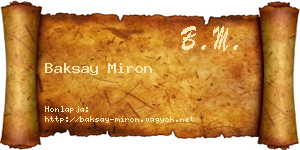 Baksay Miron névjegykártya